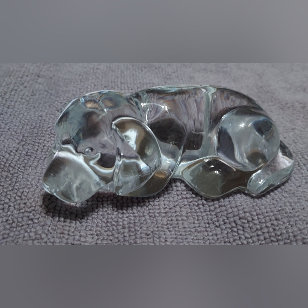 Clear Glass Puppy Paperweight
